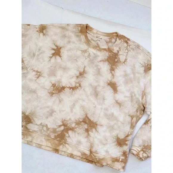 Madewell Brown Tan White Tie Dye (Re)sourced Cotton Swing Sweatshirt NEW Small - Picture 3 of 5